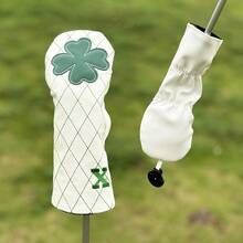 Fresh White Grid Four-Leaf Clover Golf Putter Head Cover - Premium Golf Accessory | Ideal For Young Golf Enthusiasts & Nature-Loving Players - أبيض - مشاهدة 7