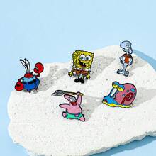 SPONGEBOB 海绵宝宝 1/5 件创意海绵宝宝卡通胸针套装个性化盖瑞蜗牛珐琅别针背包服装首饰金属徽章配饰礼物 - 均碼 - 查看 6