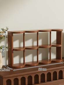 简约竹制九格桌面杯架收纳架中世纪风格家庭办公桌面多层储物架厨房用品家用收纳架 - 彩色 - 查看 14