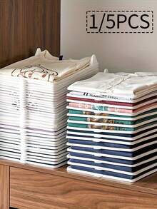 1/5 piezas Organizadores de ropa apilables y portátiles de plástico, organizador ahorrador de espacio para camisas, pantalones y accesorios, almacenamiento compacto ahorrador de espacio para armario, armario, organización del hogar, sistema de fácil recuperación para organización del hogar y lavandería