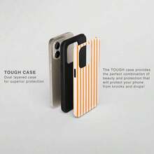 Orange & Cream Vertical Stripes Phone Case, Retro Minimalist Aesthetic,  16 15 14 13 Pro Max MagSafe, S25 S24 S23 - 白色 - 查看 6