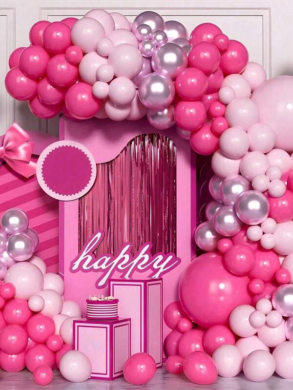 114 pezzi Kit di ghirlanda ad arco con palloncini rosa, decorazione per matrimoni. Decorazione per feste estive a tema hawaiano con fenicotteri, decorazione per feste di compleanno rosa, decorazione per matrimoni, compleanni e vacanze. Palloncini in lattice, decorazione di sfondo.