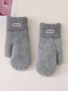 1 Pair Double Layered Velvet Thickened Warm Gloves Solid Color Versatile Cold Protection Gloves For Outdoor Cycling Winter Warm Unisex Plush Lining Mittens Birthday Christmas Gifts - Mittens - View 17