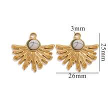 3pcs Stainless Steel Fan Shape Colorful Pendant DIY Necklace Earrings Jewelry Accessories Making