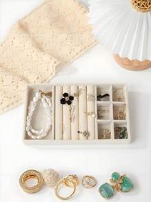 1pc Large Multi-Tier Jewelry Box With Lock, Double Drawer Jewelry Organizer, Multi-Functional Storage Box For Necklace, Rings, Earrings, Watches