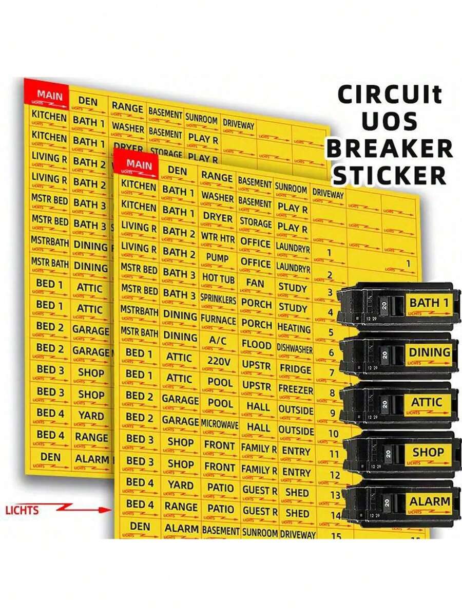 1pc Electrical Box Panel Label, 129 Pieces Per Circuit Breaker Catalog Label, Clearly Identifiable Label Sticker, Weatherproof Fuse Box Sticker, Fuse Box Identification Reminder Sticker, Prompt Sticker - 129pcs/set-2 Sets - View 1