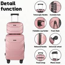 YOUGGELI 2 Piece Luggage Set – Carry On Spinner Suitcases With Cup Holder, USB Port & Phone Holder, Lightweight Hardshell Travel Luggage For Business, Vacation & Weekend Trips - 玫瑰金 - 查看 3