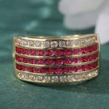 Women's Classic Marquise Synthetic Red Ring, Jewelry Wedding Band - Gold - View 4