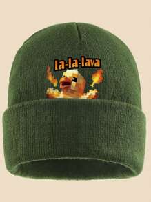 1pc "La-La-Lave Ch-Ch-Icken" Pixel Turkey Print Knit Beanie Hat, Multi-Color Options, Suitable For Outdoor Sports, Casual, Fishing, Parties, A Comfortable Commuting Warm Hat, Suitable For Cycling And Outdoor Activities In Cold Black Weather, Sports Accessory - A - View 20