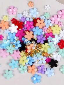 2 盒 24 色亚克力指甲钻石水钻 4000 颗 3D 花朵指甲饰物和宝石、用于指甲设计的彩色花朵饰物、用于美甲的 4 盒指甲水钻、用于指甲彩绘的珍珠指甲饰物金色鱼子酱珠子、指甲蜡铅笔镊子 - 彩色 - 查看 5