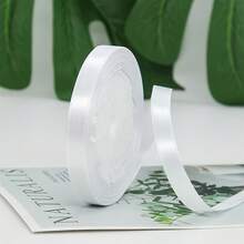 1 Roll 25 Yards White Christmas Satin Ribbon, Handmade Bow Craft, Wedding Christmas Decoration DIY, Card & Gift Wrapping