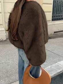 Vaiaye Women's Autumn Elegant Loose Casual Long Sleeve Thick Warm Fur Coat, Suitable For Daily, Street, And Formal Occasions