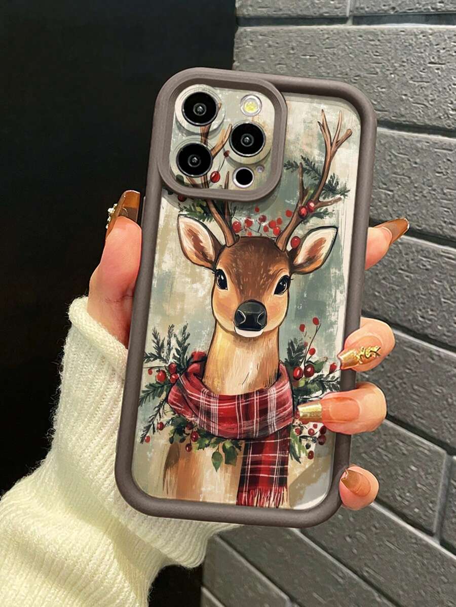 1 buah Casing Ponsel Standar Minimalis Motif Rusa Natal Cokelat Sandblasted Anti-Jatuh Pelindung Kamera Kompatibel Dengan iPhone 17/17 Pro/17 Pro Max/17 Air/16/11/16 Pro/16 Plus/16 Pro Max/16e/15 Pro Max/13/14/12/11/7G/8P, Kompatibel Dengan Galaxy, Kompatibel Dengan Redmi, Transsion, Kompatibel Dengan OPPO, Versi Internasional, Bukan Versi Domestik - Coklat - View 1