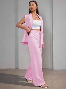 MODA MO, REF: AS-1347 Women's Casual Suit Vest | Elegant Tailored Set | Sophisticated Look | Women's 2-Piece Blazer | Refined Style | Versatile For Casual Or Formal Occasions | Size S, M, L | High Quality | Comfort And Style - 淺粉色 - 查看 5