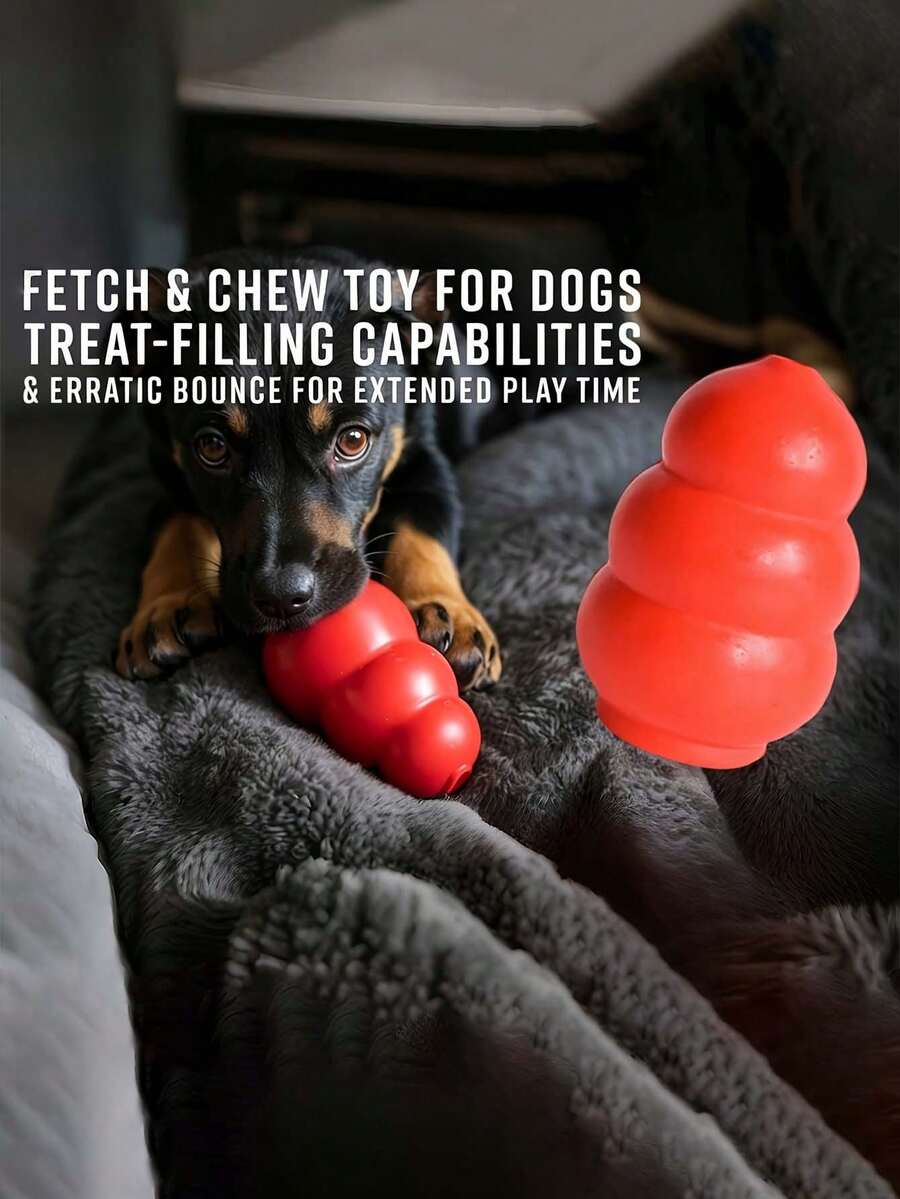 1 件中号经典葫芦形狗玩具，适合中型犬，设计用于抓取、咀嚼、塞入零食，不对称弹跳可延长游戏时间，非常适合中型犬玩具 - 紅色 - 查看 1