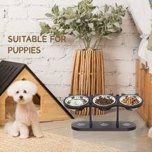 加高猫碗，可调节猫食碗，15 度倾斜食碗，适用于猫、幼犬和小型宠物，加高狗食碗，可调节狗粮和水碗，带 3 个不锈钢支架，宠物必需品，易于组装和携带，易于清洁，可拆卸和清洗，适用于多只小猫的必备猫碗 - 彩色 - 查看 3