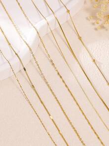7 Stücke/set Edelstahl Vergoldete Gold Vakuum Dünnen Kette, Jeden Tag Ein Anderes Tragen