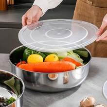 大号不锈钢搅拌碗（无盖） - 防锈、深而宽，适合揉面、做意面、洗菜、煲汤 | 现代厨房必备用品，厨房好帮手