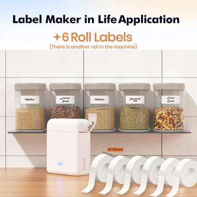  ORICO Portable Wireless Label Maker With Label Tape, Mini Bluetooth Label Printer Handheld Thermal Sticker, Multiple Templates Fonts Icons Customizable Name Labels For Home School
