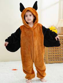 MICHLEY 1Pc Baby Cartoon Animal Form Flannel Cute Sleeping Bag Long Sleeve Zipper Hooded Comfortable Children's One-Piece Pajamas Unisex Baby Products Suitable For Living Room,Halloween,Party Wear