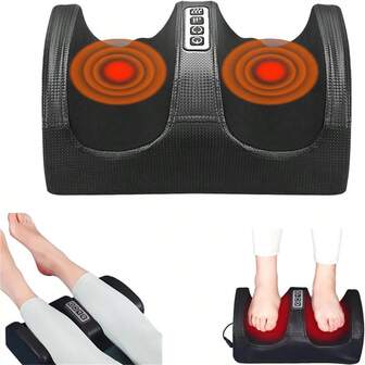 Foot And Calf Massager With Heating, Foot Massager With Rollers For Relaxation, Blood Circulation And Heat Therapy, Best Gift For Mom And Dad, Gifts For Men And Women, Black/Red