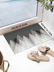 1pc Black, White & Gray Geometric Crystal Velvet Long Runner Rug, Suitable For Hallway, Living Room, Bedroom, Kitchen, All Season - Multicolor - View 7