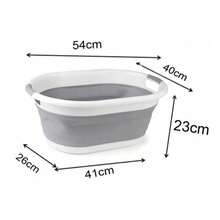 "Bồn tắm và chậu giặt đa năng gấp gọn XXL 25L – Chậu silicon bền chắc dùng để tắm, giặt giũ và mang theo khi đi du lịch" - trắng và xám - Xem 8