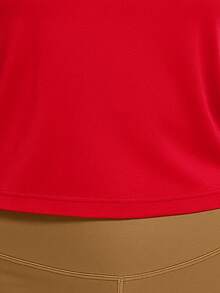 Camiseta básica, crop, manga corta, corte recto, colores sólidos, casual, cómoda, versátil, moda 2025, minimalista, color block. - Rojo - Ver 4