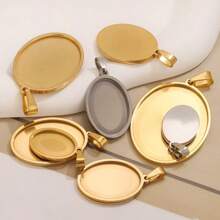 5pcs304 Stainless Steel Cabochon Pendant Setting Stones Blank Base DIY Necklace Earrings Jewelry Accessories Making - Round Base - View 10