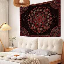 Boho Mandala Tapestry Wall Hanging Bohemian Floral Flower Medallion Tapestry Aesthetic Wall Art Large Green Yellow Hippie  Tapestries, Vintage Wall Decor Banner For Living Room Bedroom Dorm Home Decor(40x30inch/60x40inch/60x51inch/80x60inch) - 2-黑色 - 查看 3