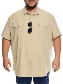 Big And Tall Men's Fishing Shirt With UPF 50+ Sun Protection - 卡其色 - 查看 1