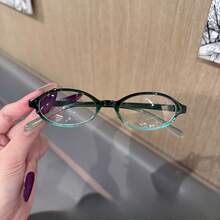 2D Flat - New Y2K Two-Dimensional Elements, Retro Oval, Small Frame Flat Mirror, Flat Face, White Concave Surface, Niche Eyeglass Frame, Unisex - màu đen - Xem 7