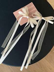 2pcs Lace Criss-Cross Hair Clips, Retro Style, Suitable For Campus Wear, Create A Gorgeous Princess Hairstyle, Sweet And Cute, Multi-Layer Bow And Lace Ribbon, Suitable For Pigtail Decoration, Suitable For Back To School Season, Daily Wear, Banquet, Prom, Gift - 2 Lace Ribbon Bow Hair Clips - View 8