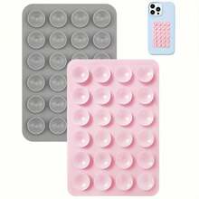 4pcs/Set Silicone Suction Cup Phone Holder, Waterproof Sticky Base Fit Most Phones, Selfie Video Universal Finger Grip, Black/White/Purple/Orange Colors; 2pcs/Set Black-Pink/White Colors