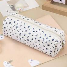 حقيبة أقلام بطبعة زهور صغيرة، حقيبة تخزين قرطاسية صغيرة بتصميم بسيط وجميل، حقيبة مستحضرات تجميل بطراز ريفي