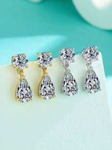 2 件简约 925 纯银 1.4 克拉莫桑石女士耳环，适合通勤、派对、度假、生日、新年、情人节、母亲节、结婚周年纪念日、圣诞节、女士珠宝礼物 - 耳環 - 查看 2