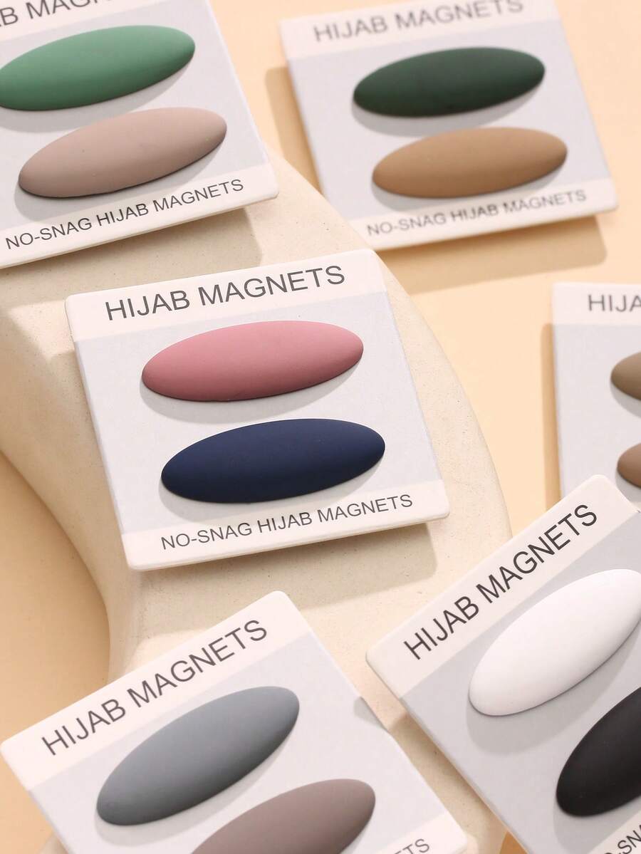 2个纯色锌合金穆斯林头巾磁性搭扣，强力磁铁，椭圆形拇指扣，不脱落橡胶涂层，适合女性日常佩戴，春夏秋冬四季皆宜。 - 橢圓形 - 查看 1