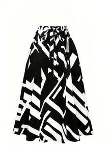 Plus Size Women Geometric Print Casual Skirt Without Belt