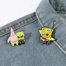 SPONGEBOB 海绵宝宝1/2件创意动漫海绵宝宝胸针创意派大星翻领别针金属珐琅徽章饰品背包服装配饰节日礼物圣诞节 - 均碼 - 查看 1