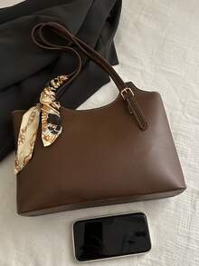 Bolso vintage suave para mujer, bolso de hombro sencillo para ir al trabajo, primavera 2025 - Marrón - Ver 8