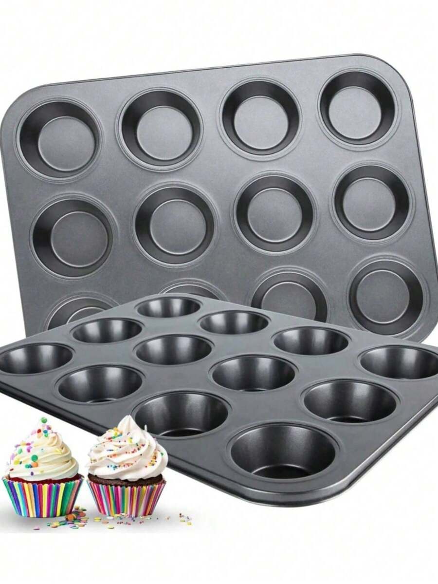 1 Set Non-Stick Muffin & Cupcake Pan, Baking Tools & Kitchen Accessories, Brownie Baking Tin With Easy-Clean Coating - Oven- To 220°C & Reusable For Daily & Holiday Baking | The Essential Set For Christmas Prep, Perfect For Bakers Of All Levels