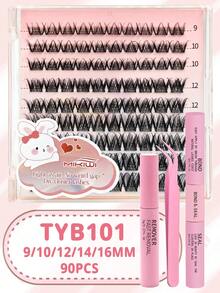 Mikiwi DIY Cluster Lash Extension Kit  Manga Lashes,Lash Cluster Natura  Fairy Lash Cluster Individual Lash Kit With Lash Bond And Sea,Lash Remover,Lash Tweezers,Volume Cat Eye Natural Eyelash Extension,DIY At Home - 黑色 - 查看 13