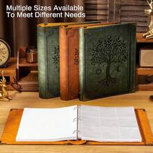 Carpeta de piel de 3 anillos para papel de tamaño carta de 8.5 x 11 pulgadas, carpeta de anillos redondos de 1 pulgada con capacidad para 200 hojas, cubierta de papel para bloc de notas - Verde (Árbol verde)Árbol verde) - Ver 5