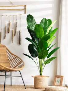 1pc 115cm Large Artificial Plants Bird Of Paradise Tree Tropical Fake Banana Leaves Big Size Plants Leaves Plastic Palm Plants Real Touch Tree Foliage For Home Garden Decoration Without Pot - Multicolor - View 2