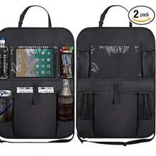 2 Pieces Car Backseat Storage Bag, Heavy Duty Seat Back Organizer, With Touch Screen Tablet Holder, Waterproof Kick Pad Backseat Protector, Suitable For Children Toddler, Car Accessories (Big Pocket) - 2 chiếc - Xem 2
