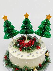 5/10/20/50 件圣诞树形竹棒、蛋糕水果棒、圣诞蜂巢鸡尾酒装饰、派对装饰、派对用品、节日装饰、节日用品、餐桌装饰 - 彩色 - 查看 2