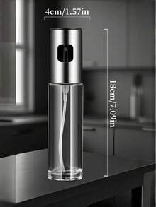 304 Stainless Steel Glass Oil Spray Bottle - Large Capacity Pressurized Sprayer, Suitable For Kitchen And BBQ, Oval Design, Perfect For Olive Oil And Cooking Oil - Ideal Eid Al-Fitr Gift, Kitchen Essential | Fashion Accessory | Material, Oil Spray Bottle - Silver - View 5