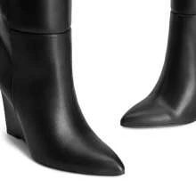 Women's Wedge Heel Knee High Boots Pointed Toe Side Zip Tall Boots Solid Color Retro Fashion Y2k Boots For Autumn/Winter