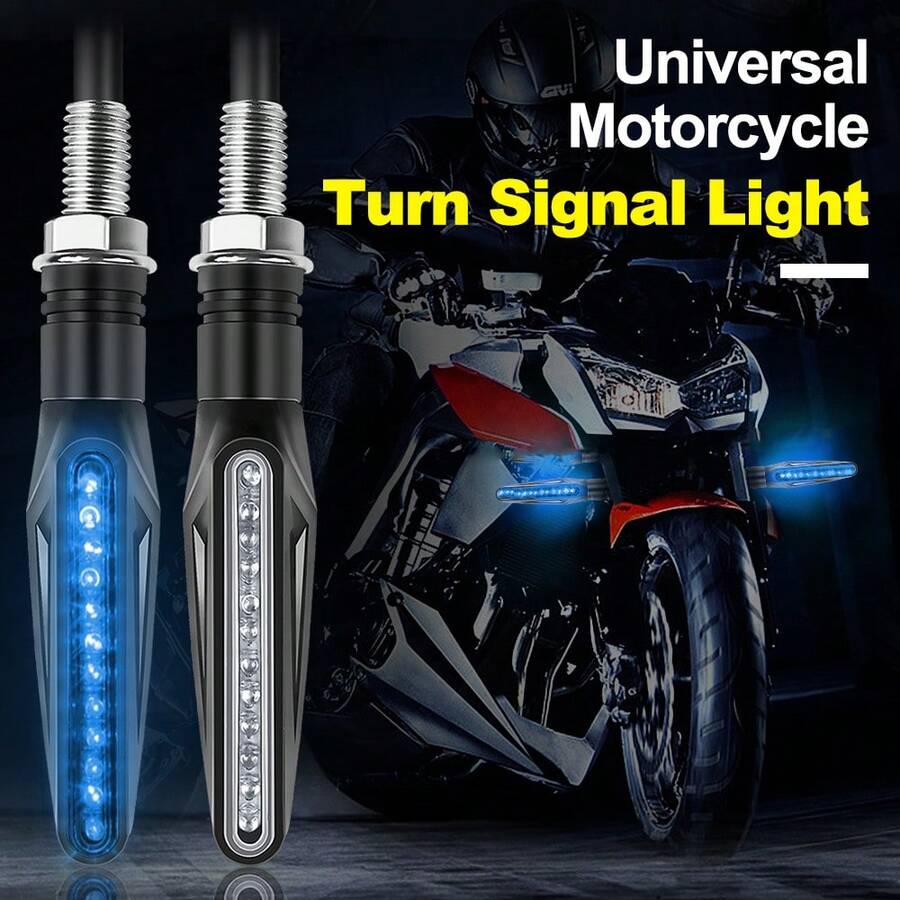 4 PIEZAS Luz de señal de giro universal para motocicleta 12v Indicador de destello azul Luz trasera intermitente Accesorios