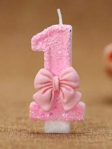 1pc Shiny Pink Bow Birthday Candle, Numbered Candles 0-9, With Pink Bow Decor Cake Topper Set, Suitable For Birthday Celebration, Graduation Anniversary Party, Back To School DIY, Valentine's Day Anniversary, Graduation Party And More - Multicolor - View 20